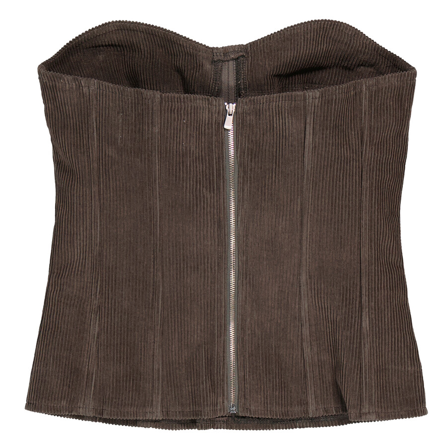 Corduroy Tube Top With Rose Corsage Croset