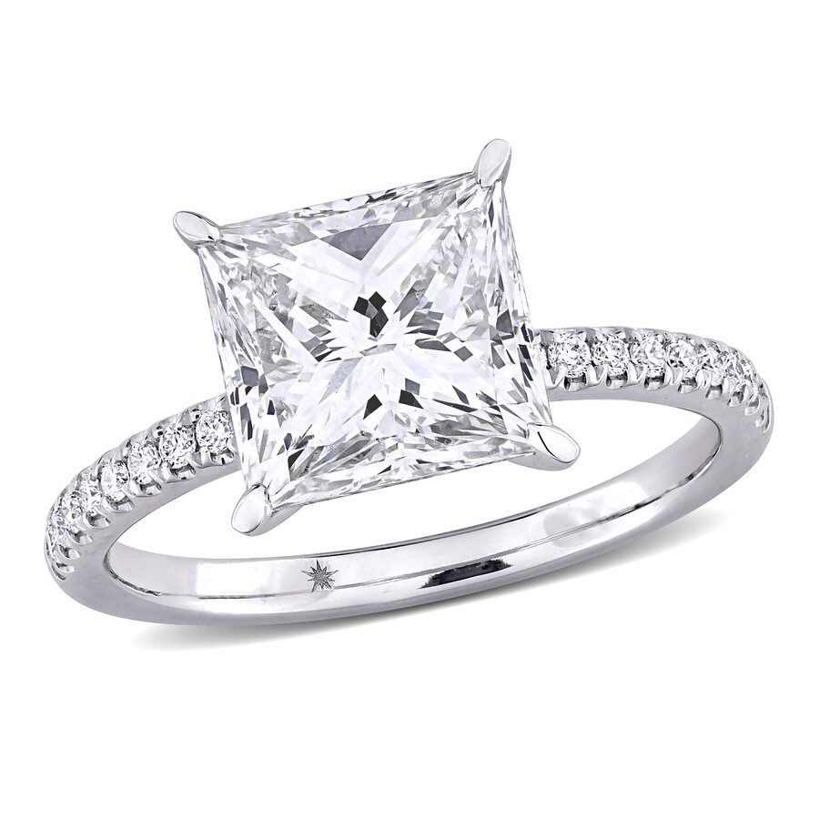 Created Forever 3 1/6ct Tw Princess And Round-cut Lab-grown Diamond Solitaire Engagement Ring In 14k In White
