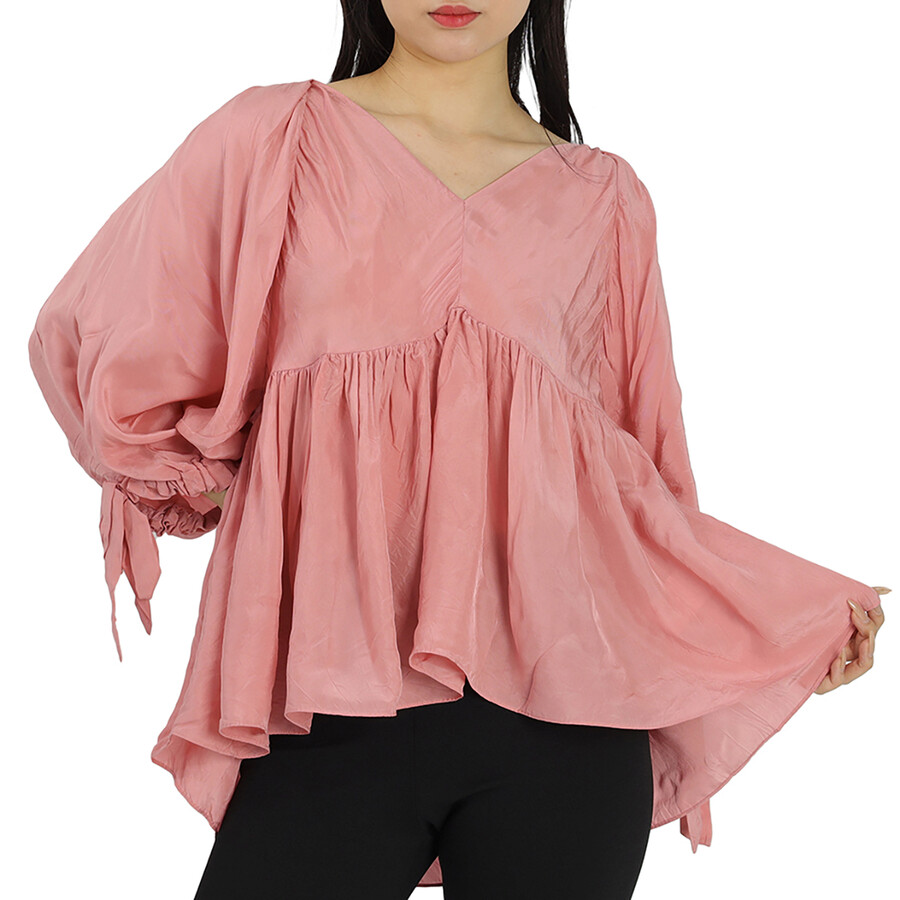 Ladies Dusty Pink Empire Waisted V Neck Top