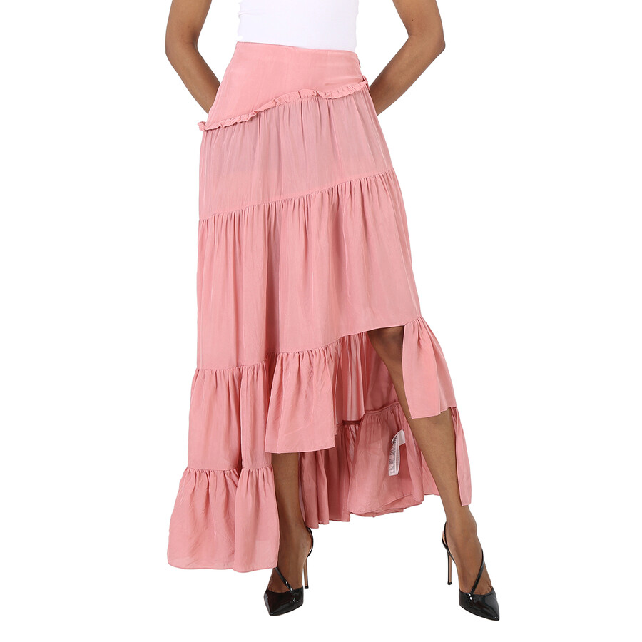 Ladies Dusty Pink Full Gathered Asymmetrical Skirt