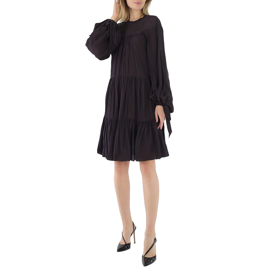 Ladies Purple Short Gathered Dress