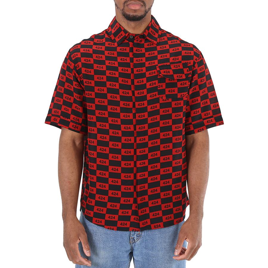 Short-sleeve Repeat 424 Logo Shirt In Red/Black