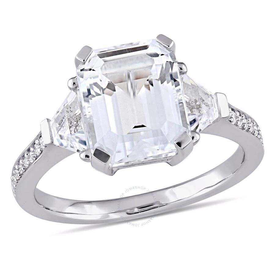 Amour 5 1/5 Ct Tgw White Topaz And Diamond Accent Estate Ring In Sterling Silver In White