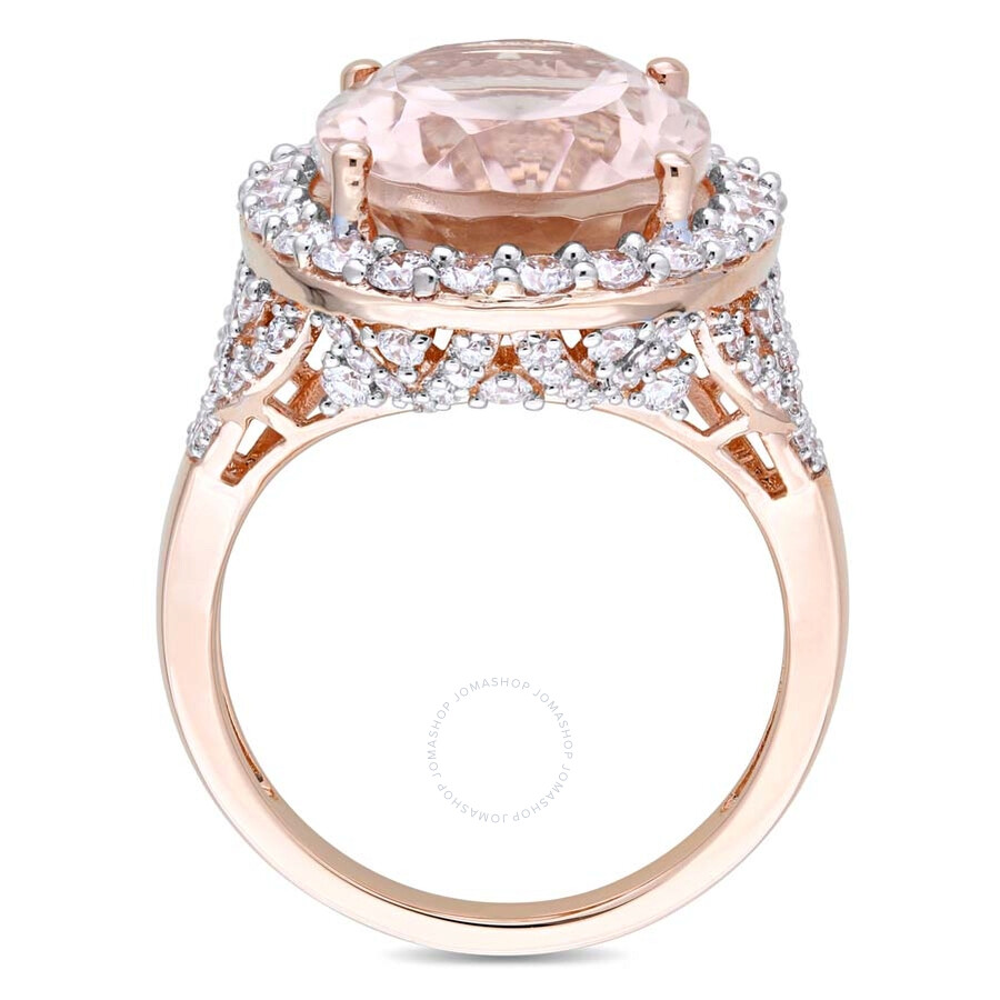 Amour Oval-cut Morganite And 1 2/5 Ct Tw Diamond Halo Cocktail Ring In 14k Rose Gold In Gold / Rose / Rose Gold