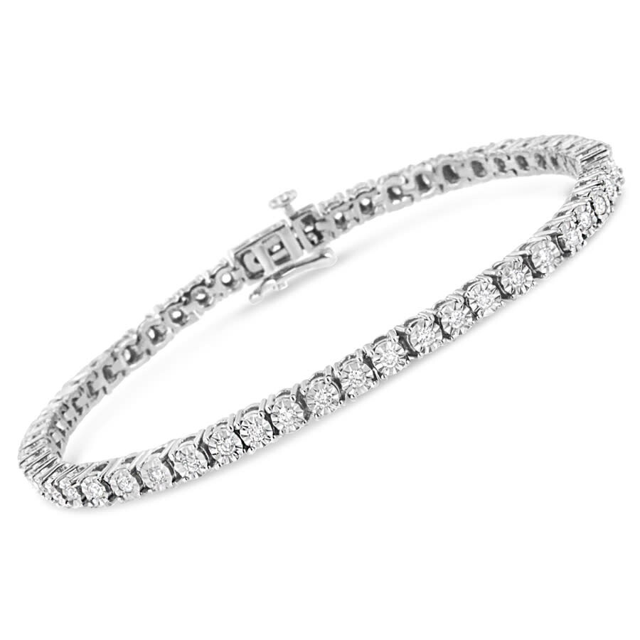 Haus Of Brilliance .925 Sterling Silver 1.0 Cttw Lab Grown Diamond Illusion-set Miracle Plate Tennis Bracelet (g-h Colo In White