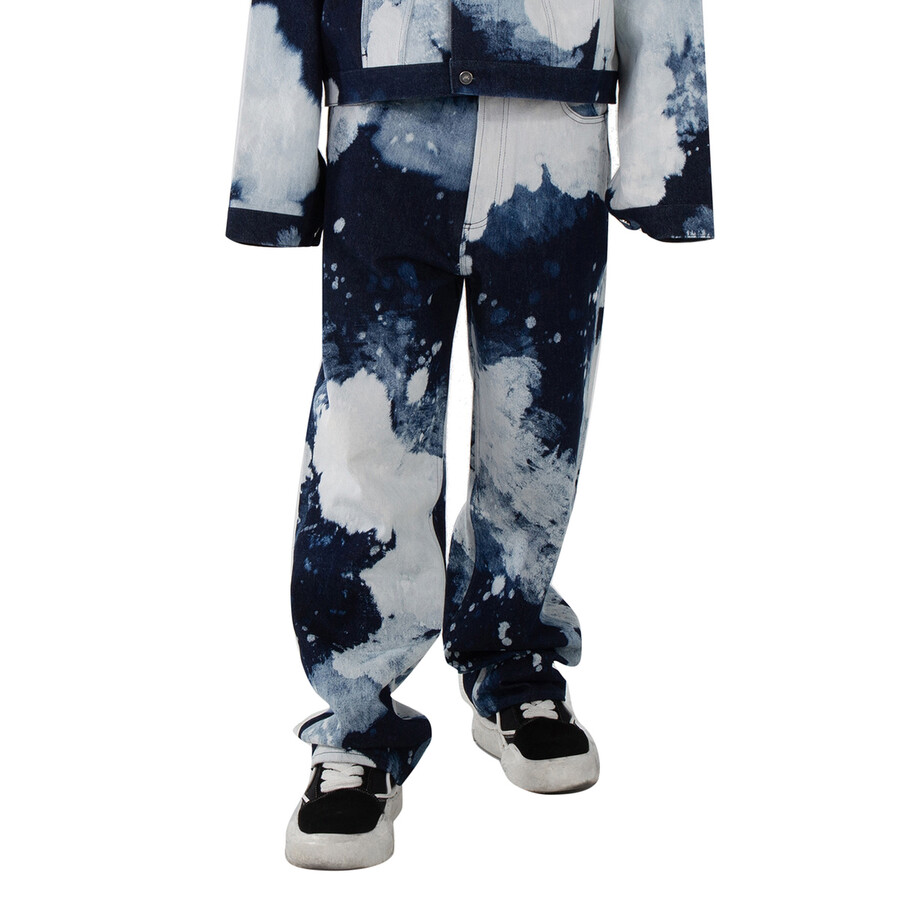 Bleach Wash Wide-Leg Jeans