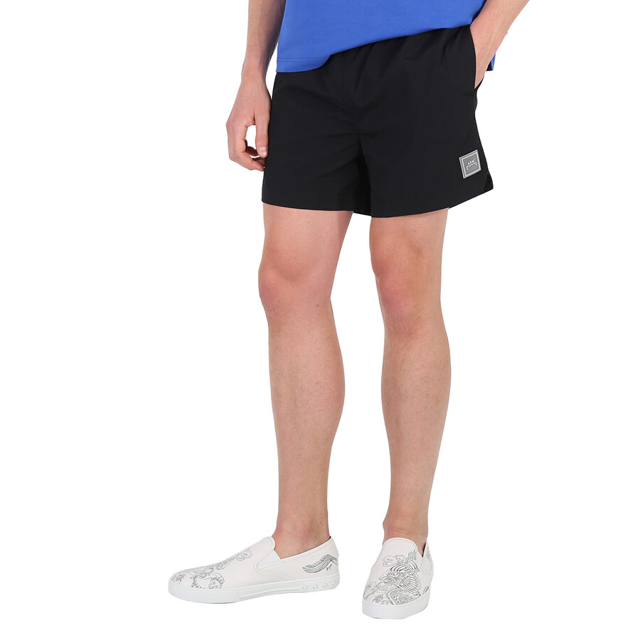 Shop A-cold-wall* A Cold Wall Men's Black Essential Logo Patch Swim Shorts