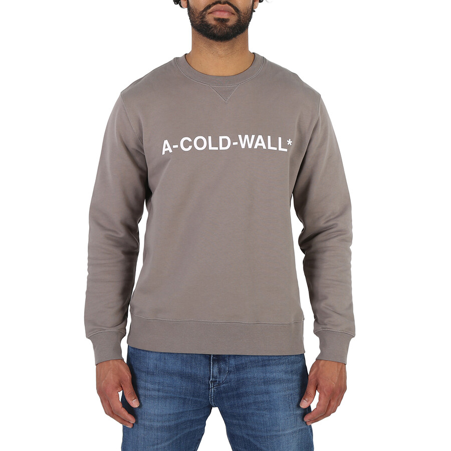 Shop A-cold-wall* A Cold Wall Men's Mid Grey Essential Logo Crew Sweater