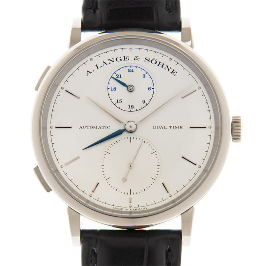 A. Lange & Sohne Saxonia Dual Time Automatic Silver Dial Men's Watch 385.026