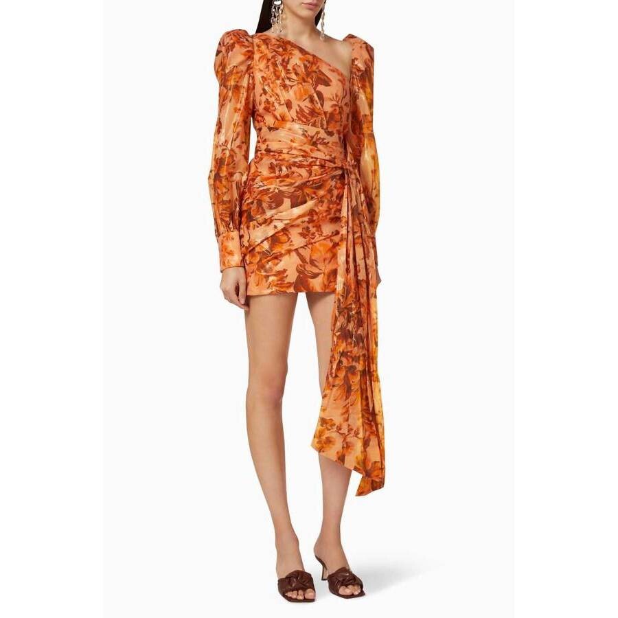 Acler Ladies Charlotte Floral Dress Orange, Size Us6 116512Orangeus6 Apparel