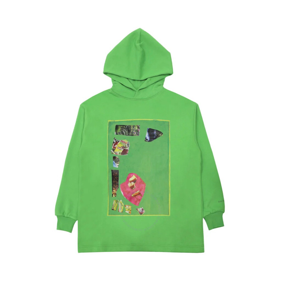 Acne Studios Digital Print Hooded Sweatshirt In Green In Green