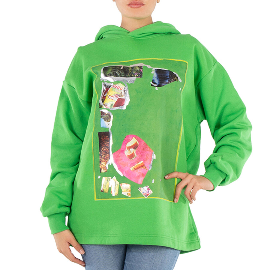 Acne Studios Digital Print Hooded Sweatshirt In Green, Size