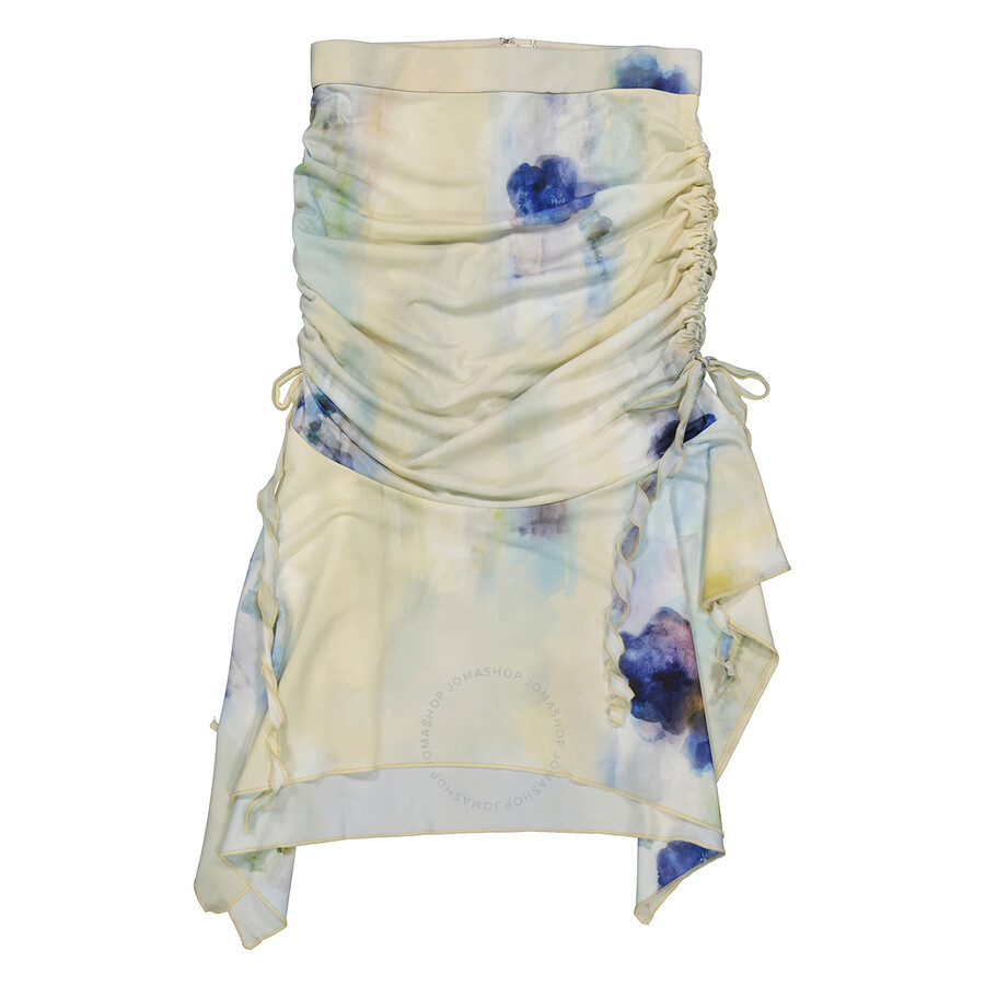 Acne Studios Enola Floral Asymmetric Midi Skirt In Blue