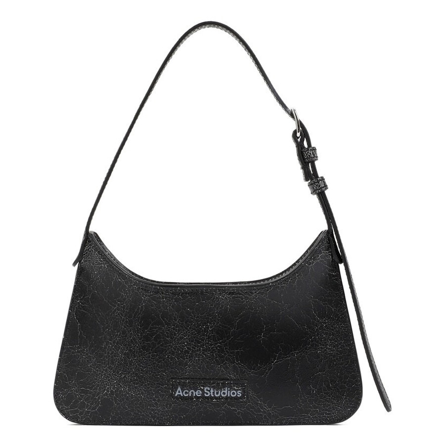 Acne Studios Platt Micro Crackled Leather Shoulder Bag In Black