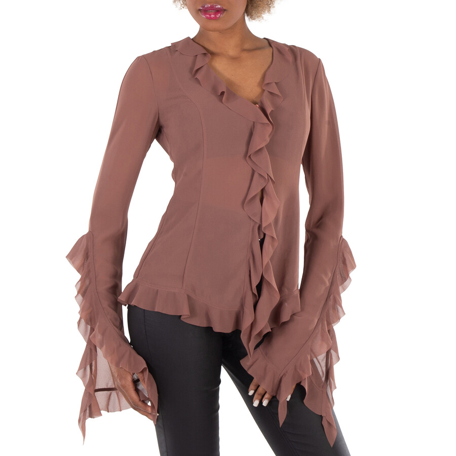Semi Sheer Ruffle Blouse