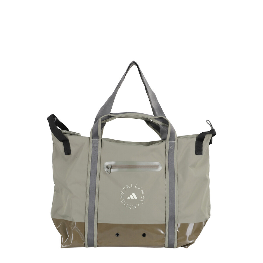 Adidas By Stella Mccartney Glossy Finish Tote With Logo And Zip Closure In Gray