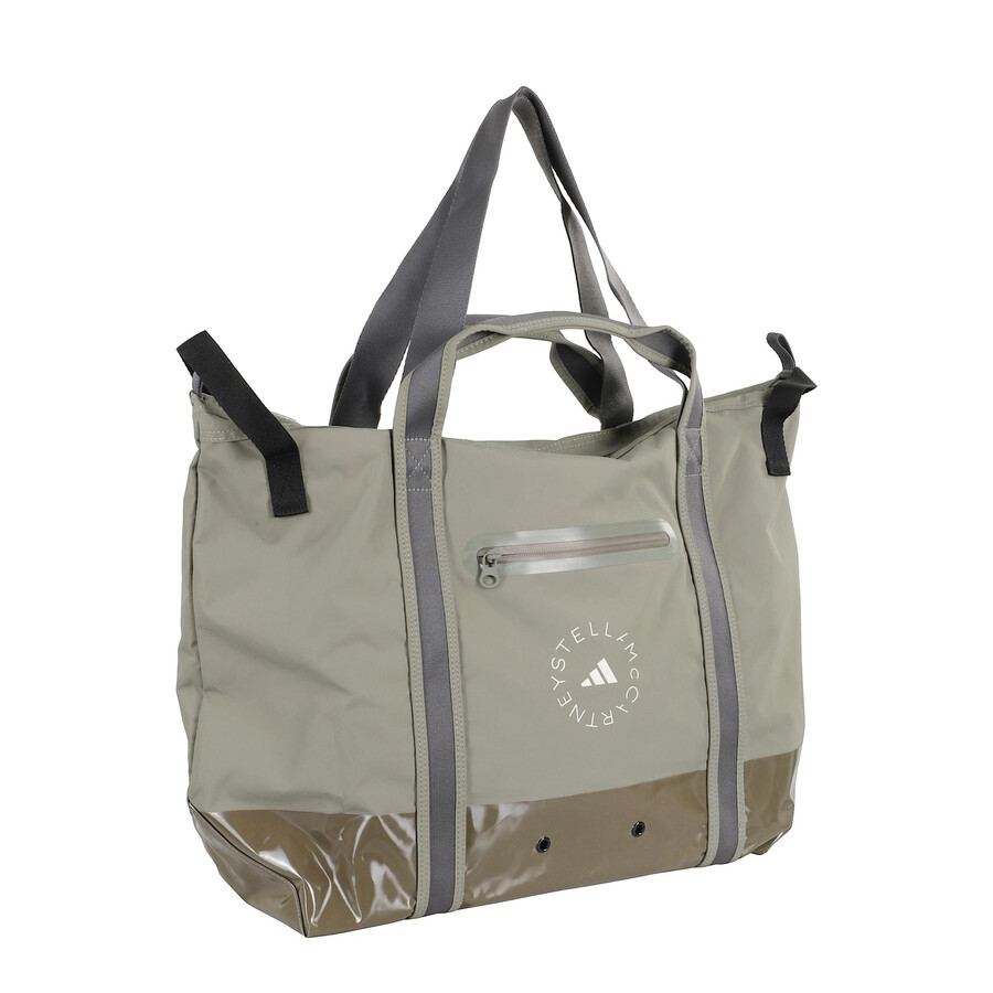 Adidas By Stella Mccartney Glossy Finish Tote With Logo And Zip Closure In Gray