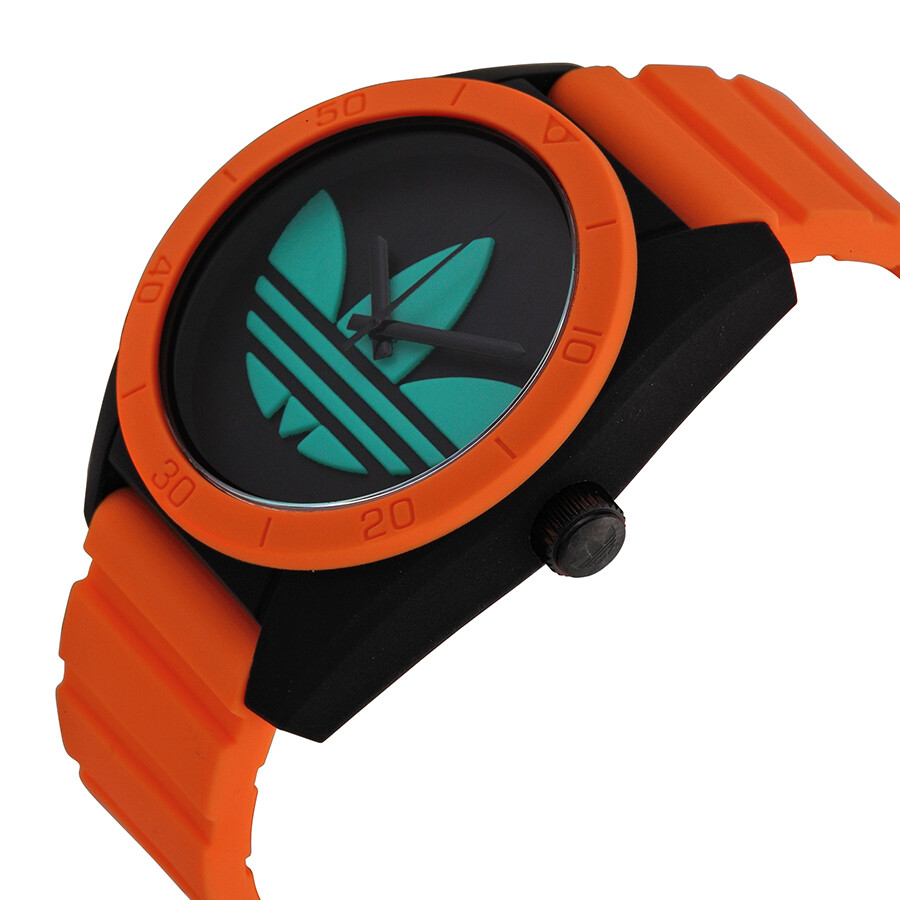 Adidas Santiago Black Dial Orange Rubber Unisex Watch ADH2844 Watches