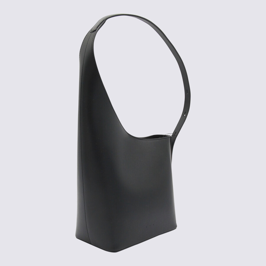 Aesther Ekme Black Leather Demi Lune Shoulder Bag In Black