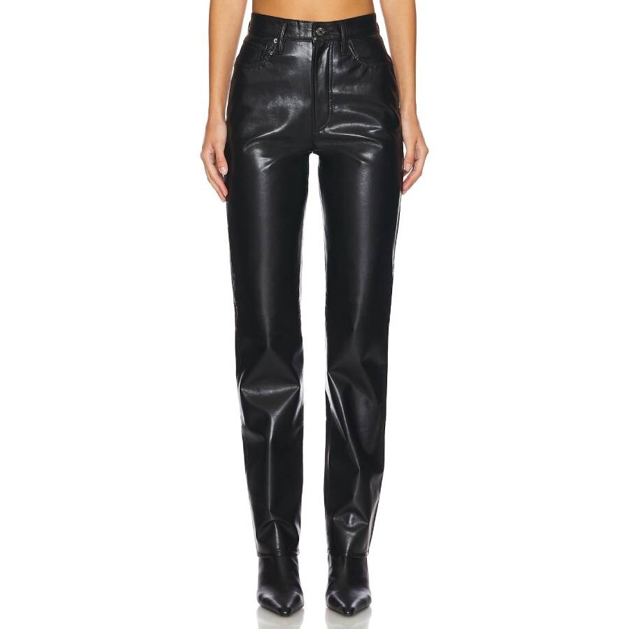 90's Pinch Waist Long Leather Pants