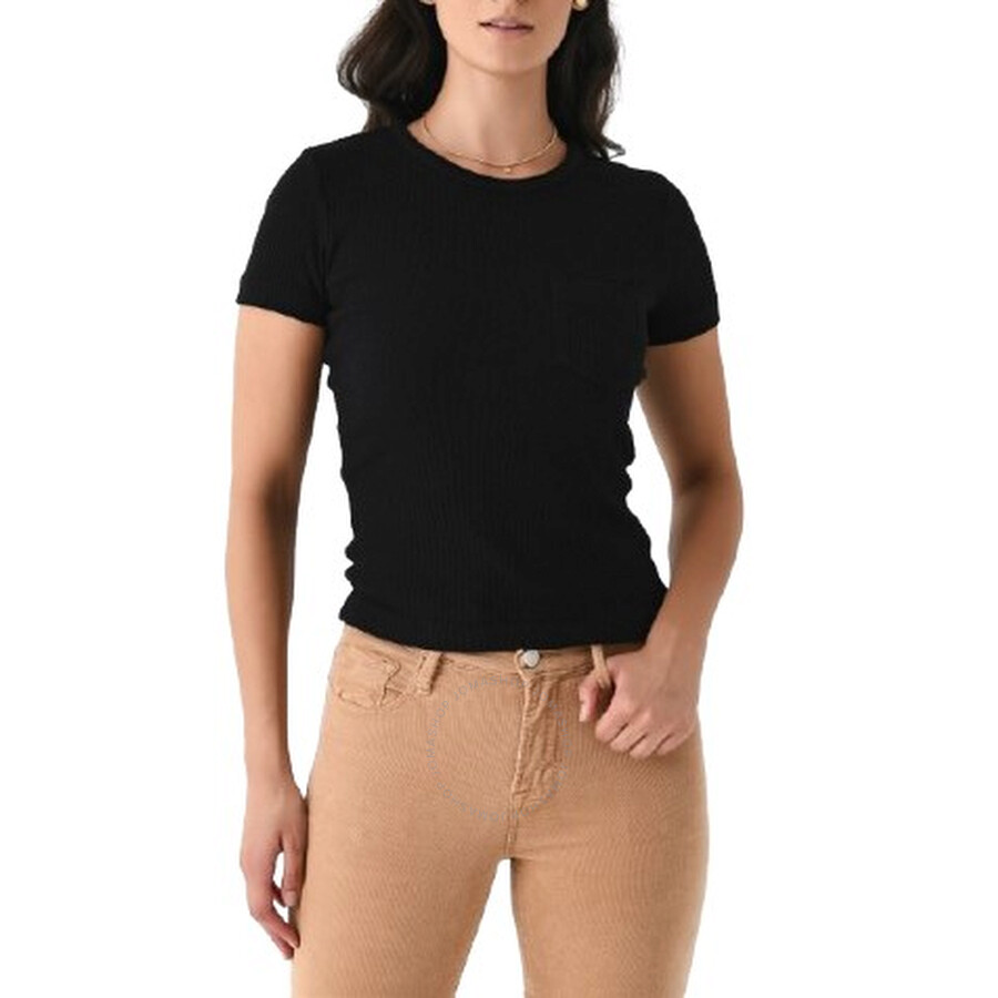 Agolde Ladies Black Arlo Rib Pocket Tee In Black