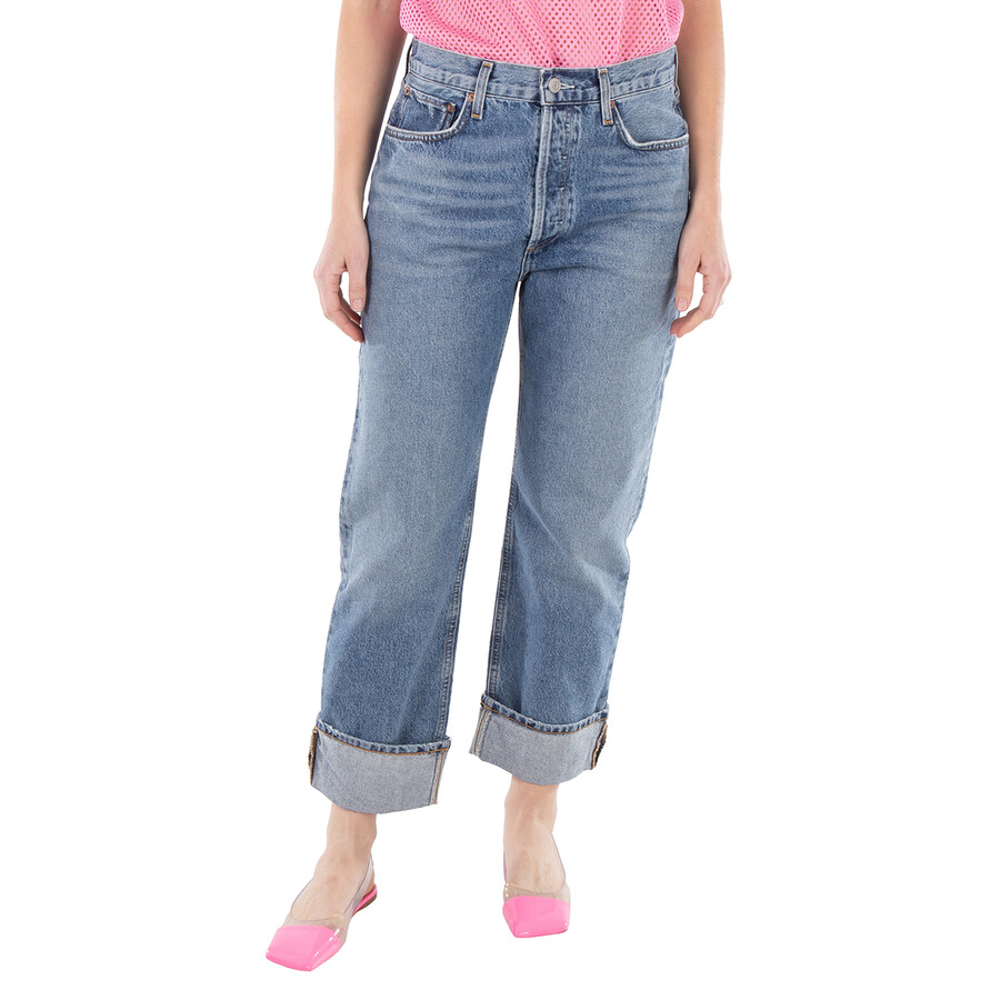 デニム・ジーパン AGOLDE Woman Jeans Denim A9157C1206 INVENTION Agolde Ladies Fran Invention Low Slung Straight Jeans, Waist