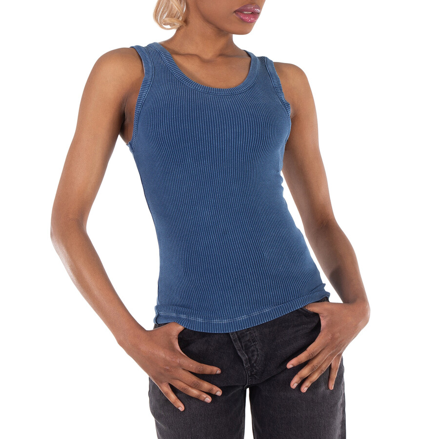 Ladies Indigo Poppy Ribbed Jersey Tank