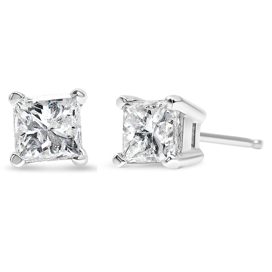 Shop Haus Of Brilliance Ags Certified 14k White Gold 1.0 Cttw 4-prong Set Princess-cut Solitaire Diamond Push Back Stud Earr