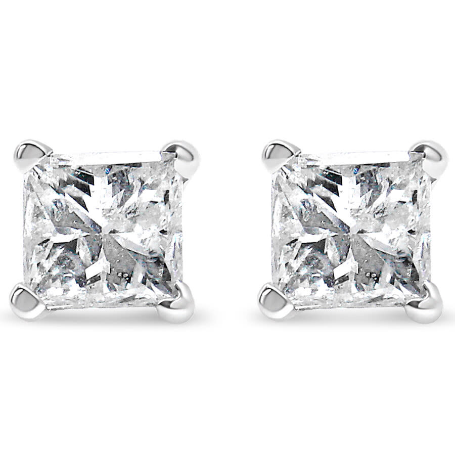 Haus Of Brilliance Ags Certified 14k White Gold 1.0 Cttw 4-prong Set Princess-cut Solitaire Diamond Push Back Stud Earr In White