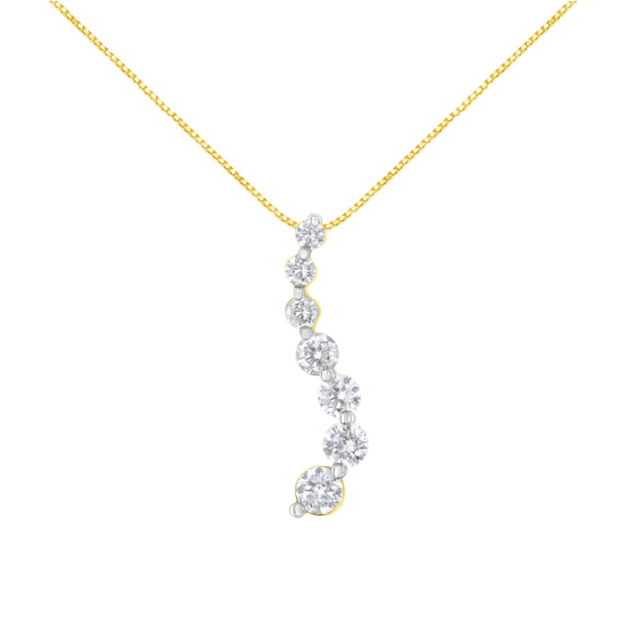 Haus Of Brilliance Ags Certified 14k Yellow Gold 2.0 Cttw Baguette And Brilliant Round-cut Diamond Journey 18" Pendant In Yellow