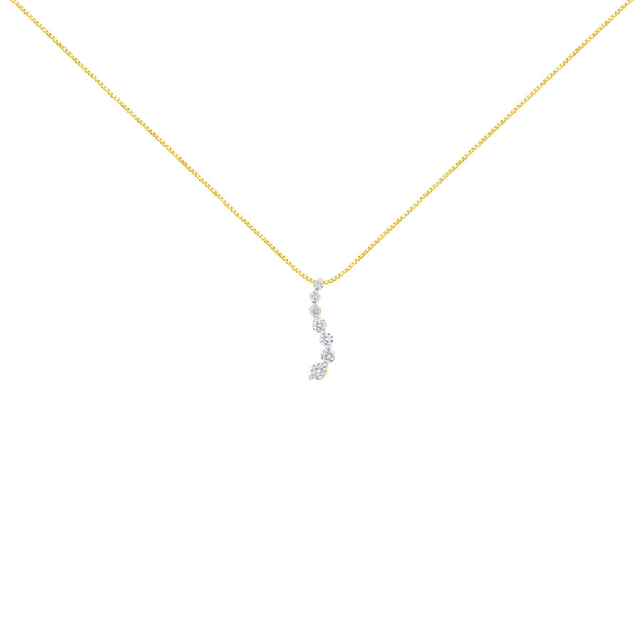 Haus Of Brilliance Ags Certified 14k Yellow Gold 2.0 Cttw Baguette And Brilliant Round-cut Diamond Journey 18" Pendant In Yellow