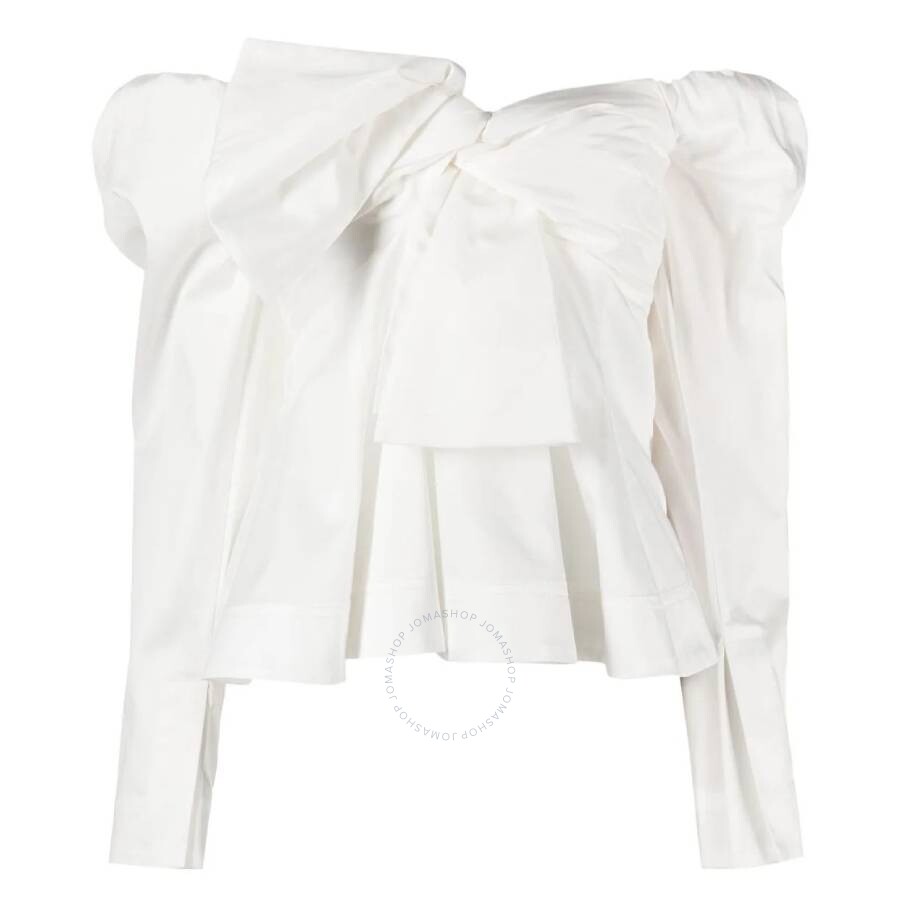 Aje Ladies Ivory Cotton Poplin Strapless Valentina Bow Top In White