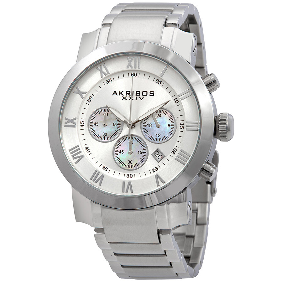  Akribos Grandiose Chronograph Silver Dial Stainless Steel Men's Watch 