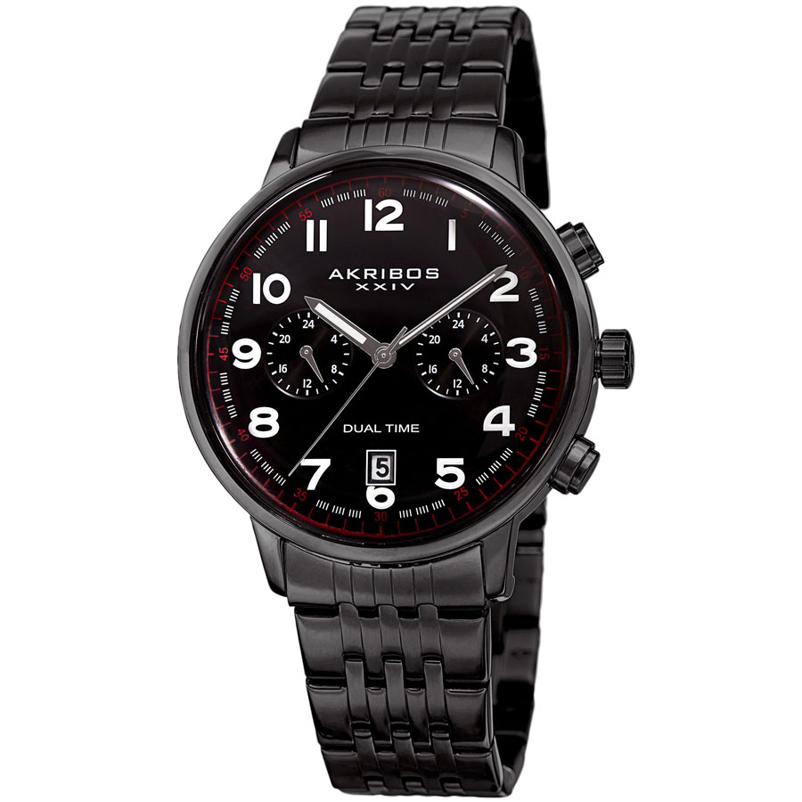 Akribos XXIV Black Dial Dual Time Men's Watch AK942BK