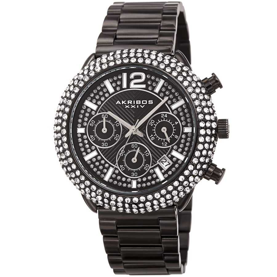 Akribos XXIV Chronograph Quartz Crystal Black Dial Men's Watch AK1075BK