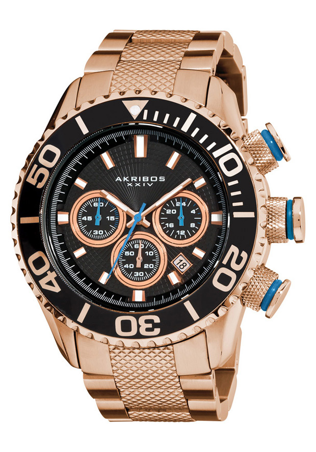 Akribos XXIV Conqueror Black Etched Dial Men's Watch AK512RG