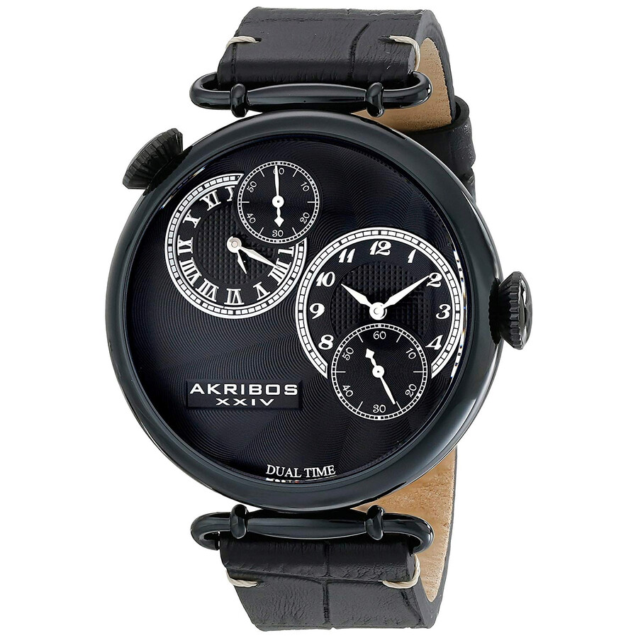 Akribos Xxiv Dual Time Black Dial Men's Watch AK796BK AK796BK