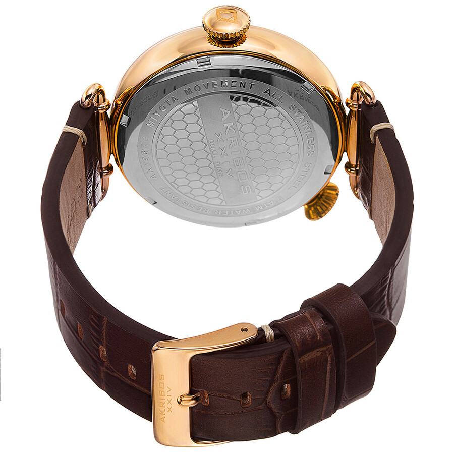 Akribos XXIV Dual Time Yellow Goldtone Men's Watch AK796YG Akribos