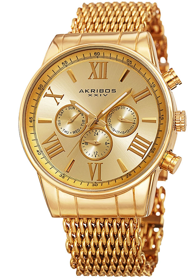 Akribos XXIV Enterprise Quartz Gold Dial Men's Watch P50156