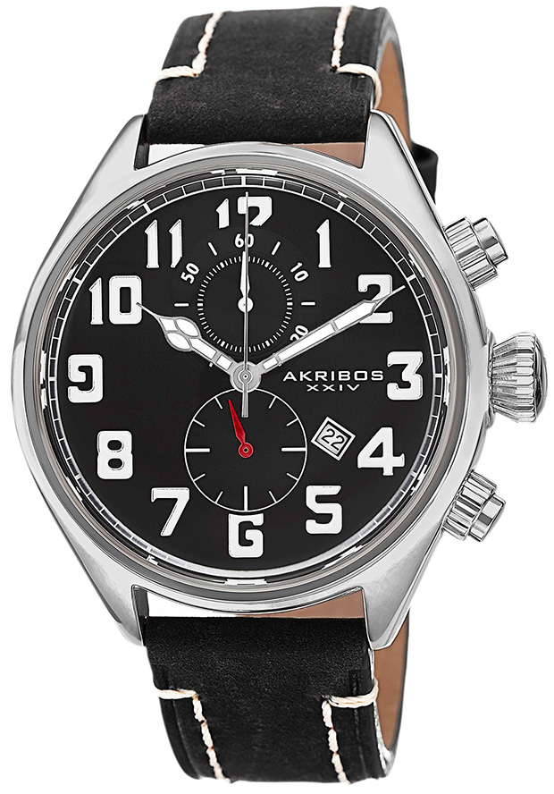 Akribos XXIV Essential Chronograph Black Dial Stainless Steel Men's  Watch AK706SSB