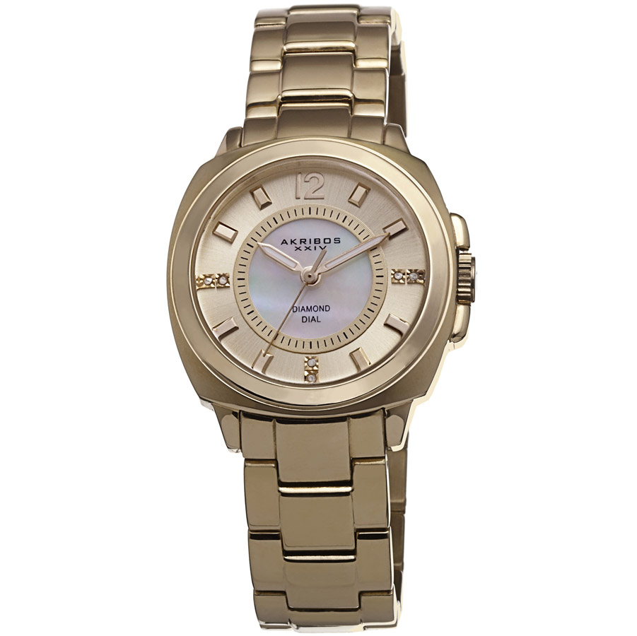 Akribos XXIV Mother of Pearl Dial Gold-tone Ladies Watch AK668YG