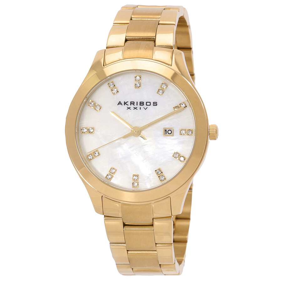 Shop Akribos Xxiv Mother Of Pearl Gold-tone Ladies Watch Ak954yg In Gold / Gold Tone / Mop / Mother Of Pearl