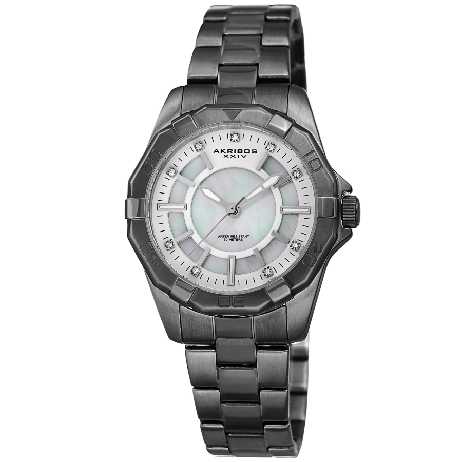 Akribos XXIV Quartz Crystal White Dial Ladies Watch AK1006GN