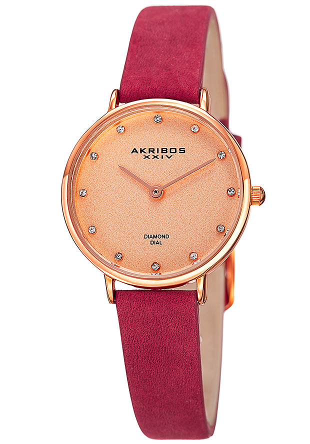 Akribos XXIV Quartz Diamond Rose Dial Ladies Watch AK882PK