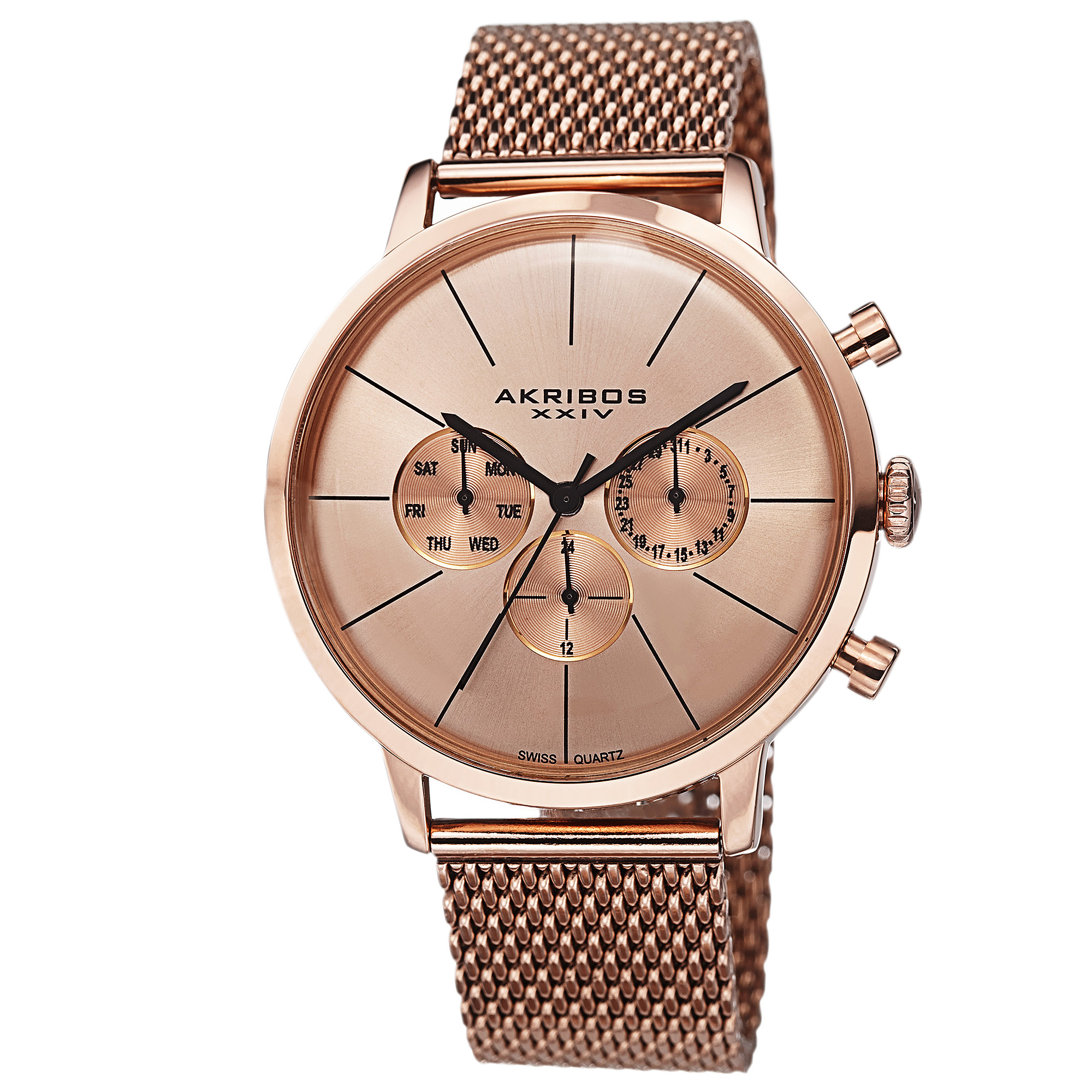 Akribos XXIV Quartz Rose Sunray Dial Men's Watch AK714RG
