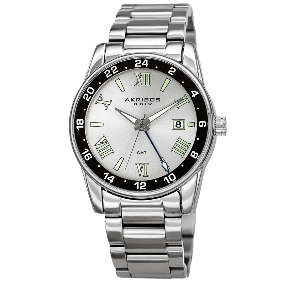 Akribos XXIV Quartz Silver Dial Silver-tone Men's Watch AK1055SS
