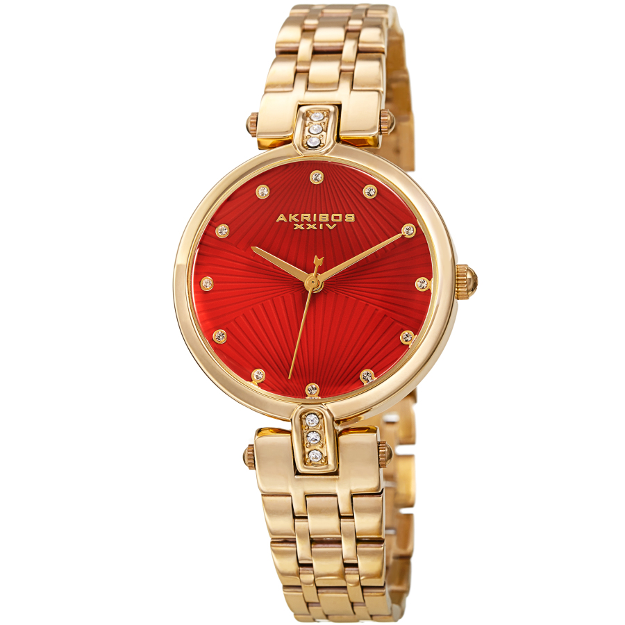 Akribos XXIV Red Dial Gold-tone Ladies Watch AK1085RD