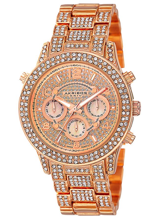 Akribos XXIV Rose Dial Rose Gold-tone Ladies Watch AK776RG