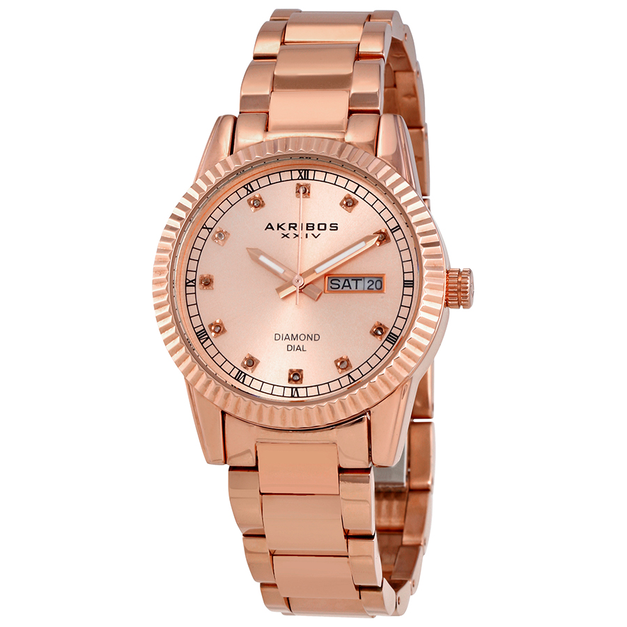 Akribos XXIV Rose Dial Rose Gold-tone Ladies Watch AK965RG