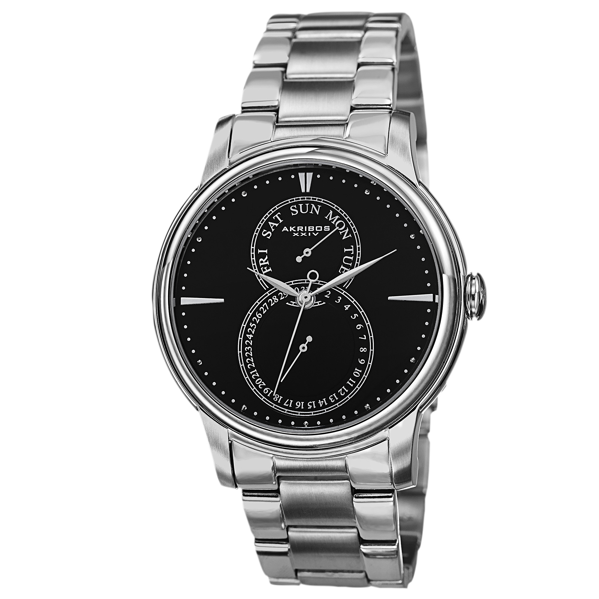 Akribos XXIV Black Dial Stainless Steel Men's Watch AK728SSB